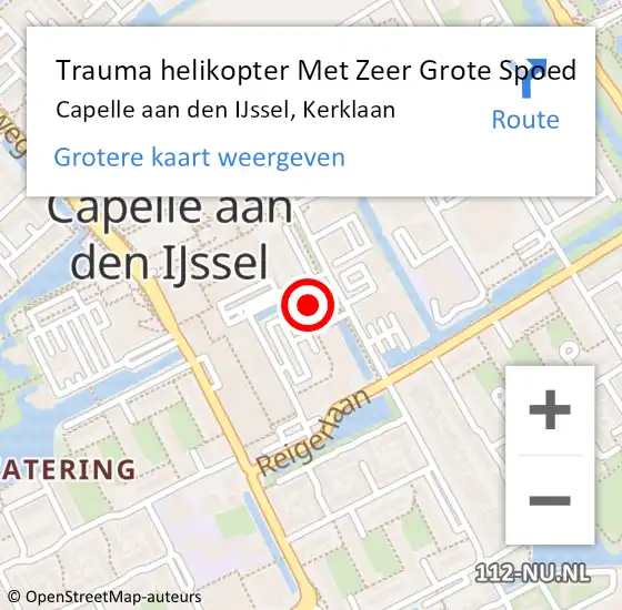 Locatie op kaart van de 112 melding: Trauma helikopter Met Zeer Grote Spoed Naar Capelle aan den IJssel, Kerklaan op 10 oktober 2024 06:48