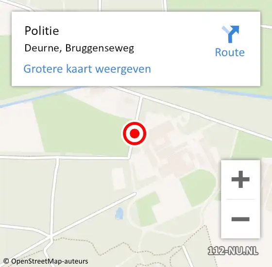 Locatie op kaart van de 112 melding: Politie Deurne, Bruggenseweg op 10 oktober 2024 07:16