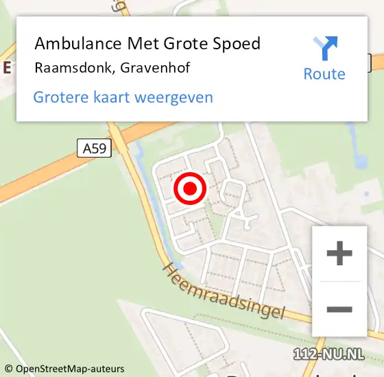 Locatie op kaart van de 112 melding: Ambulance Met Grote Spoed Naar Raamsdonk, Gravenhof op 22 oktober 2014 22:20