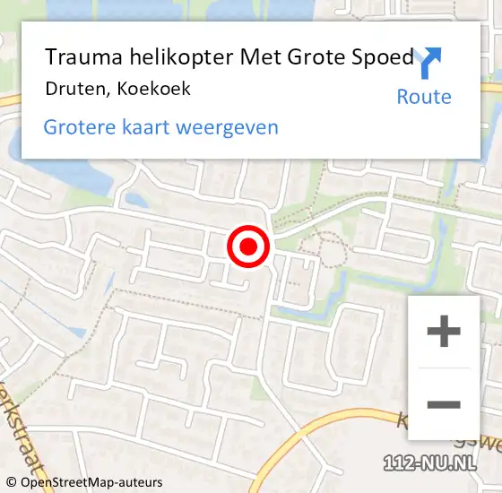 Locatie op kaart van de 112 melding: Trauma helikopter Met Grote Spoed Naar Druten, Koekoek op 10 oktober 2024 07:49