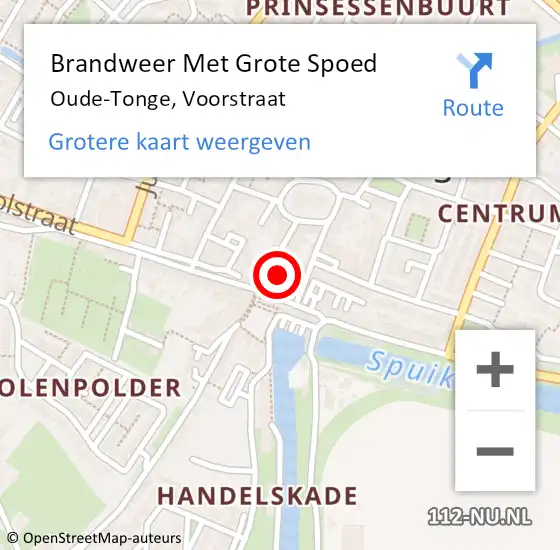 Locatie op kaart van de 112 melding: Brandweer Met Grote Spoed Naar Oude-Tonge, Voorstraat op 10 oktober 2024 07:58