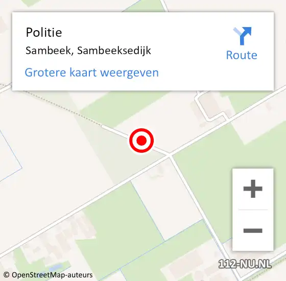 Locatie op kaart van de 112 melding: Politie Sambeek, Sambeeksedijk op 10 oktober 2024 07:59