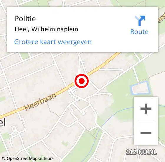 Locatie op kaart van de 112 melding: Politie Heel, Wilhelminaplein op 10 oktober 2024 08:04