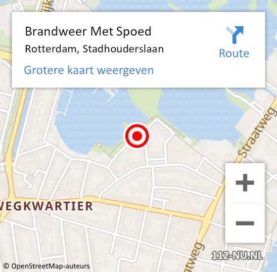 Locatie op kaart van de 112 melding: Brandweer Met Spoed Naar Rotterdam, Stadhouderslaan op 18 oktober 2013 13:30
