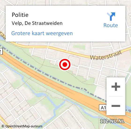 Locatie op kaart van de 112 melding: Politie Velp, De Straatweiden op 10 oktober 2024 08:24