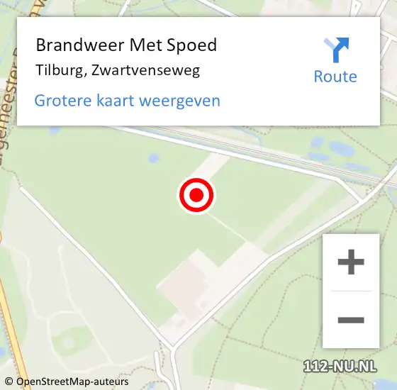 Locatie op kaart van de 112 melding: Brandweer Met Spoed Naar Tilburg, Zwartvenseweg op 10 oktober 2024 08:25