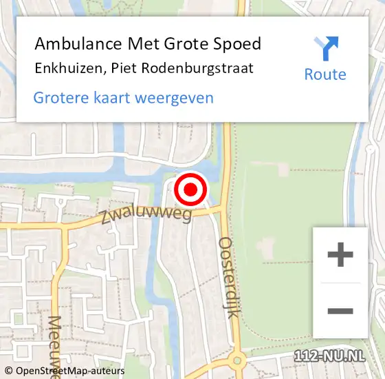 Locatie op kaart van de 112 melding: Ambulance Met Grote Spoed Naar Enkhuizen, Piet Rodenburgstraat op 10 oktober 2024 08:29