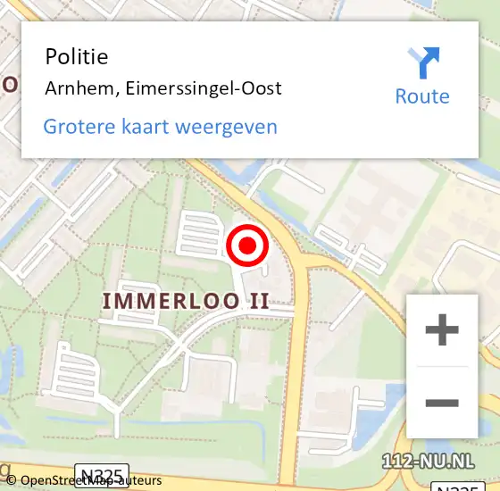 Locatie op kaart van de 112 melding: Politie Arnhem, Eimerssingel-Oost op 10 oktober 2024 08:35