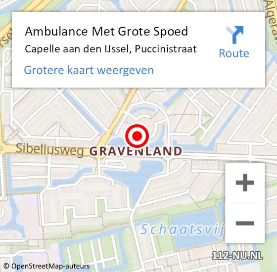 Locatie op kaart van de 112 melding: Ambulance Met Grote Spoed Naar Capelle aan den IJssel, Puccinistraat op 10 oktober 2024 08:53