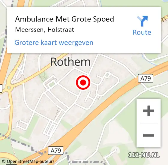 Locatie op kaart van de 112 melding: Ambulance Met Grote Spoed Naar Meerssen, Holstraat op 22 oktober 2014 22:39