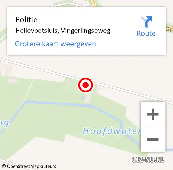 Locatie op kaart van de 112 melding: Politie Hellevoetsluis, Vingerlingseweg op 10 oktober 2024 09:04