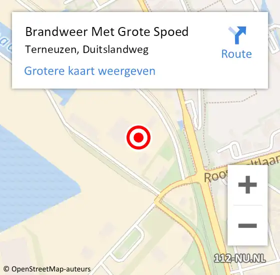 Locatie op kaart van de 112 melding: Brandweer Met Grote Spoed Naar Terneuzen, Duitslandweg op 10 oktober 2024 09:06