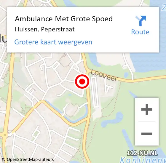 Locatie op kaart van de 112 melding: Ambulance Met Grote Spoed Naar Huissen, Peperstraat op 22 oktober 2014 22:42