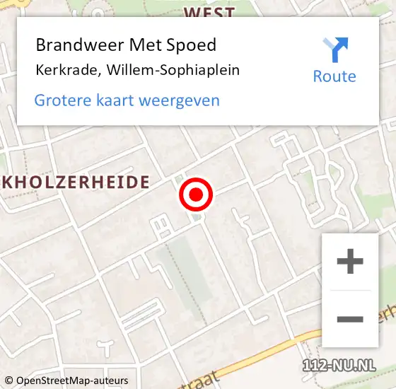 Locatie op kaart van de 112 melding: Brandweer Met Spoed Naar Kerkrade, Willem-Sophiaplein op 10 oktober 2024 09:14