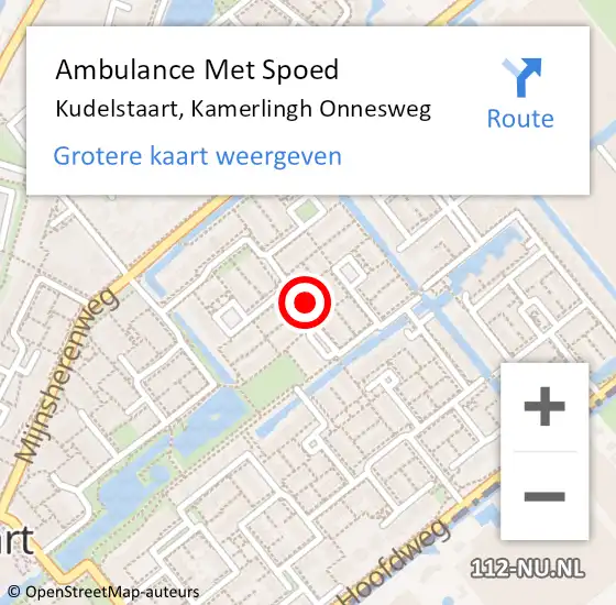 Locatie op kaart van de 112 melding: Ambulance Met Spoed Naar Kudelstaart, Kamerlingh Onnesweg op 10 oktober 2024 09:23