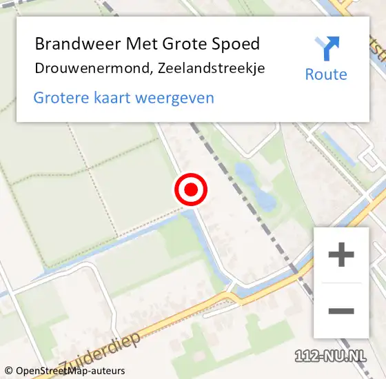 Locatie op kaart van de 112 melding: Brandweer Met Grote Spoed Naar Drouwenermond, Zeelandstreekje op 10 oktober 2024 09:30