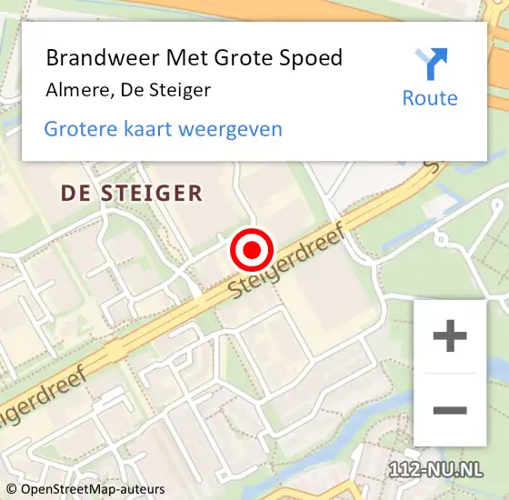 Locatie op kaart van de 112 melding: Brandweer Met Grote Spoed Naar Almere, De Steiger op 10 oktober 2024 09:34