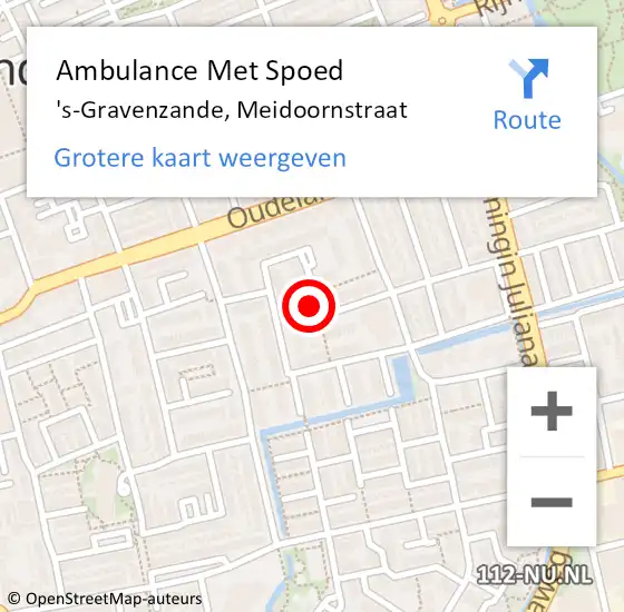 Locatie op kaart van de 112 melding: Ambulance Met Spoed Naar 's-Gravenzande, Meidoornstraat op 10 oktober 2024 09:37