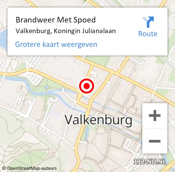 Locatie op kaart van de 112 melding: Brandweer Met Spoed Naar Valkenburg, Koningin Julianalaan op 10 oktober 2024 09:38