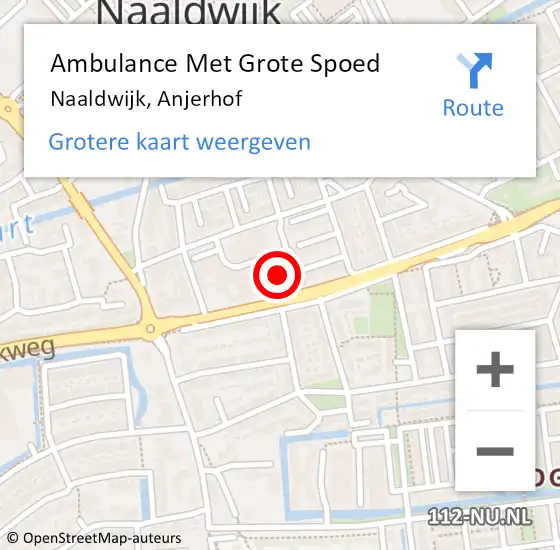 Locatie op kaart van de 112 melding: Ambulance Met Grote Spoed Naar Naaldwijk, Anjerhof op 10 oktober 2024 10:06