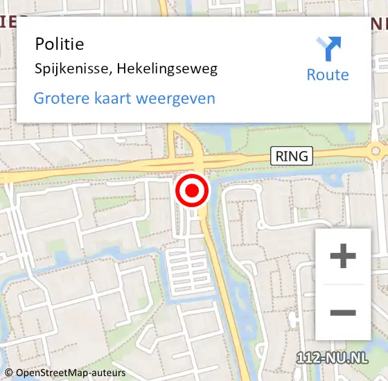 Locatie op kaart van de 112 melding: Politie Spijkenisse, Hekelingseweg op 10 oktober 2024 10:11