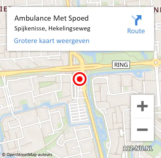 Locatie op kaart van de 112 melding: Ambulance Met Spoed Naar Spijkenisse, Hekelingseweg op 10 oktober 2024 10:13