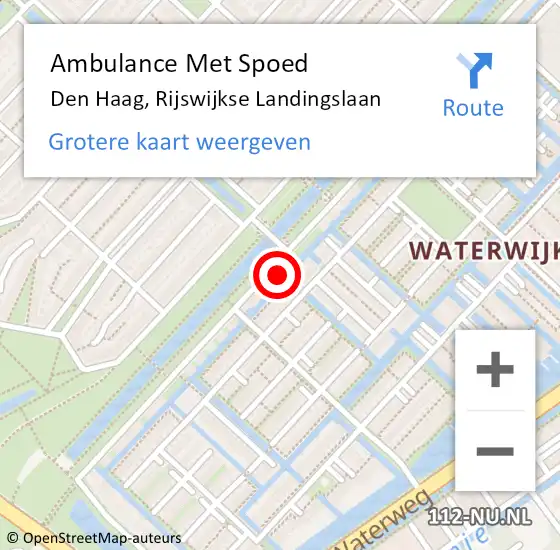 Locatie op kaart van de 112 melding: Ambulance Met Spoed Naar Den Haag, Rijswijkse Landingslaan op 10 oktober 2024 10:35