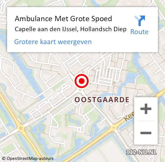 Locatie op kaart van de 112 melding: Ambulance Met Grote Spoed Naar Capelle aan den IJssel, Hollandsch Diep op 10 oktober 2024 10:38