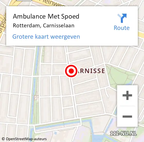 Locatie op kaart van de 112 melding: Ambulance Met Spoed Naar Rotterdam, Carnisselaan op 10 oktober 2024 10:45