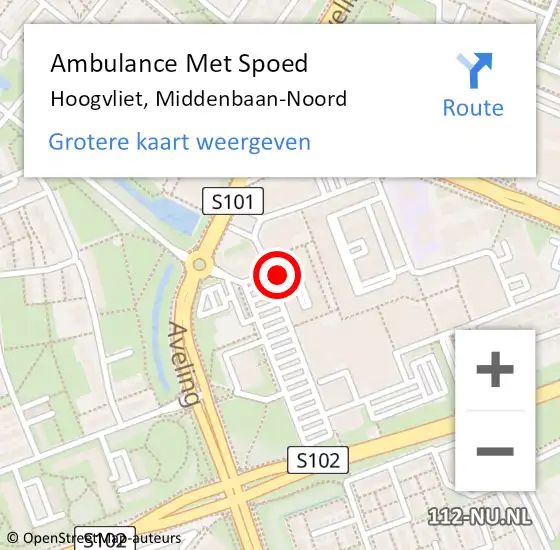 Locatie op kaart van de 112 melding: Ambulance Met Spoed Naar Hoogvliet, Middenbaan-Noord op 10 oktober 2024 10:46