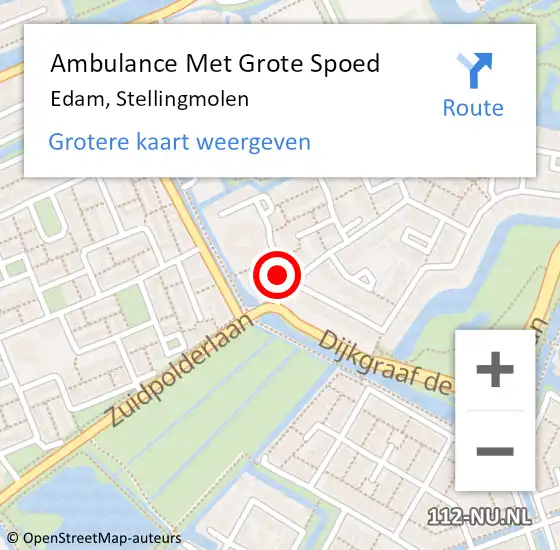 Locatie op kaart van de 112 melding: Ambulance Met Grote Spoed Naar Edam, Stellingmolen op 22 oktober 2014 23:07