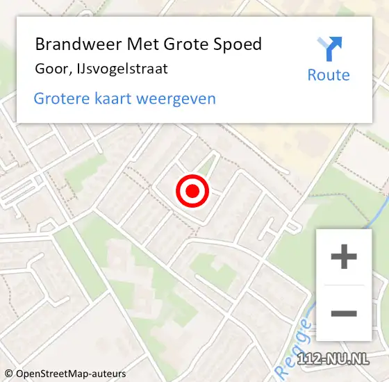 Locatie op kaart van de 112 melding: Brandweer Met Grote Spoed Naar Goor, IJsvogelstraat op 10 oktober 2024 10:55