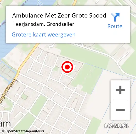 Locatie op kaart van de 112 melding: Ambulance Met Zeer Grote Spoed Naar Heerjansdam, Grondzeiler op 10 oktober 2024 10:58