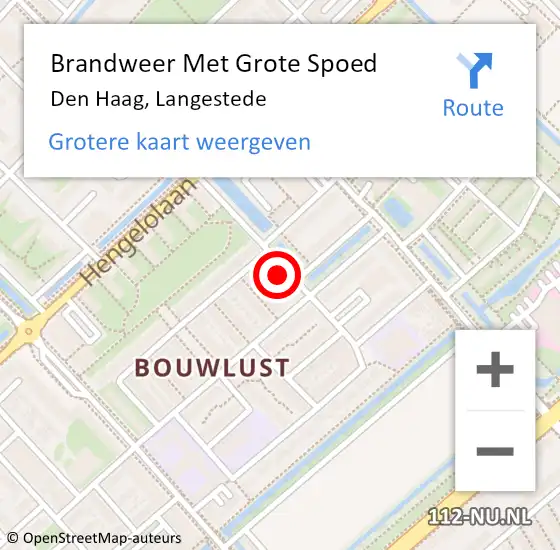 Locatie op kaart van de 112 melding: Brandweer Met Grote Spoed Naar Den Haag, Langestede op 10 oktober 2024 11:01