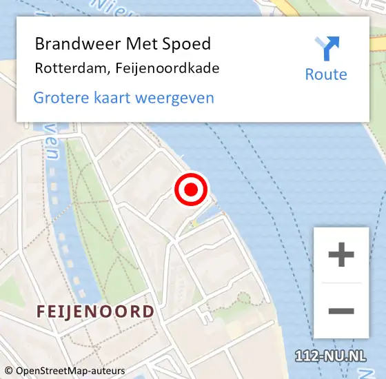 Locatie op kaart van de 112 melding: Brandweer Met Spoed Naar Rotterdam, Feijenoordkade op 10 oktober 2024 11:04