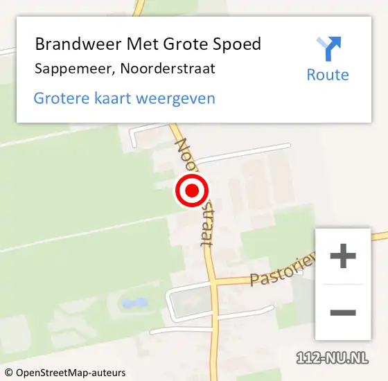 Locatie op kaart van de 112 melding: Brandweer Met Grote Spoed Naar Sappemeer, Noorderstraat op 10 oktober 2024 11:22