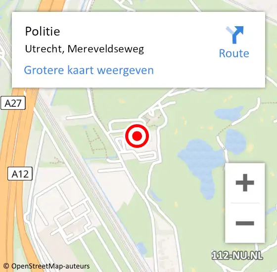 Locatie op kaart van de 112 melding: Politie Utrecht, Mereveldseweg op 10 oktober 2024 11:22