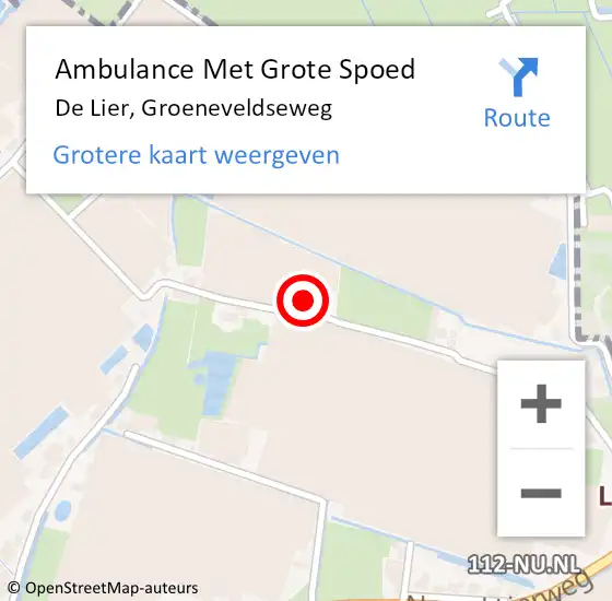 Locatie op kaart van de 112 melding: Ambulance Met Grote Spoed Naar De Lier, Groeneveldseweg op 10 oktober 2024 11:48