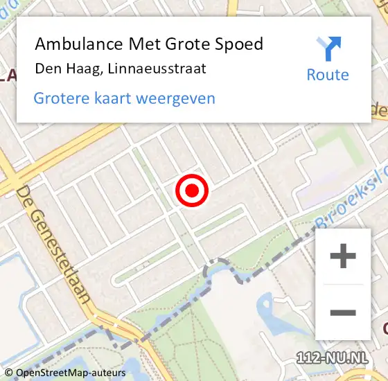 Locatie op kaart van de 112 melding: Ambulance Met Grote Spoed Naar Den Haag, Linnaeusstraat op 10 oktober 2024 11:49