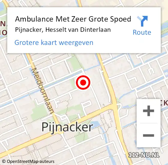 Locatie op kaart van de 112 melding: Ambulance Met Zeer Grote Spoed Naar Pijnacker, Hesselt van Dinterlaan op 10 oktober 2024 12:04