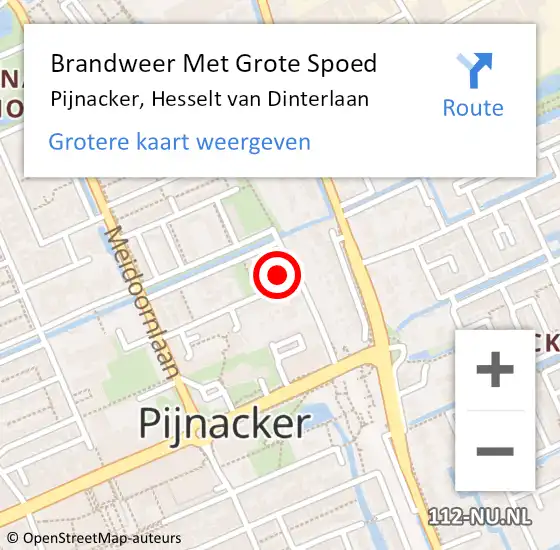 Locatie op kaart van de 112 melding: Brandweer Met Grote Spoed Naar Pijnacker, Hesselt van Dinterlaan op 10 oktober 2024 12:04