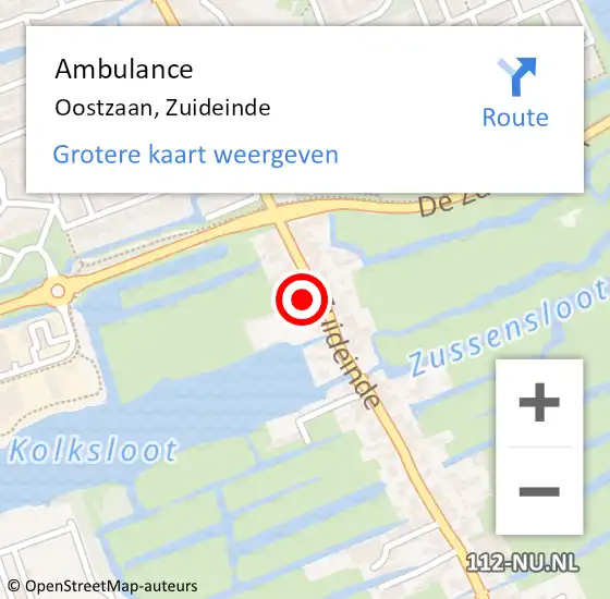 Locatie op kaart van de 112 melding: Ambulance Oostzaan, Zuideinde op 10 oktober 2024 12:06