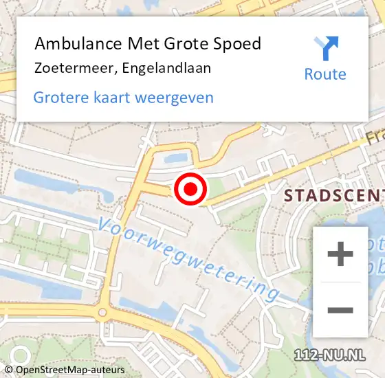 Locatie op kaart van de 112 melding: Ambulance Met Grote Spoed Naar Zoetermeer, Engelandlaan op 10 oktober 2024 12:09