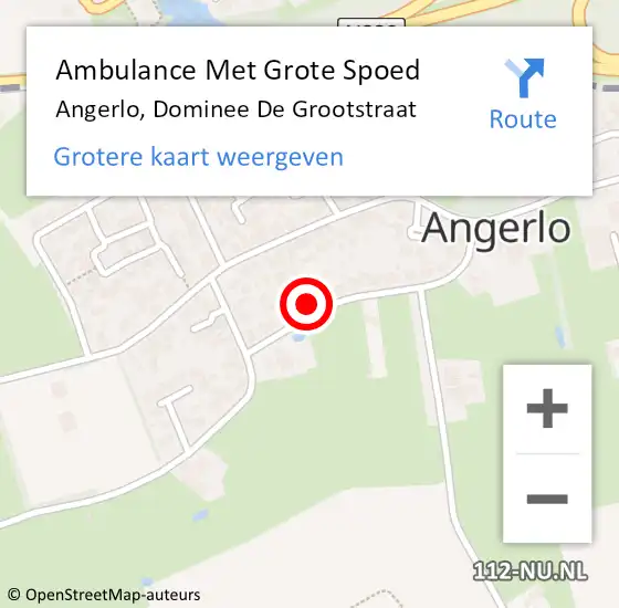 Locatie op kaart van de 112 melding: Ambulance Met Grote Spoed Naar Angerlo, Dominee De Grootstraat op 22 oktober 2014 23:20