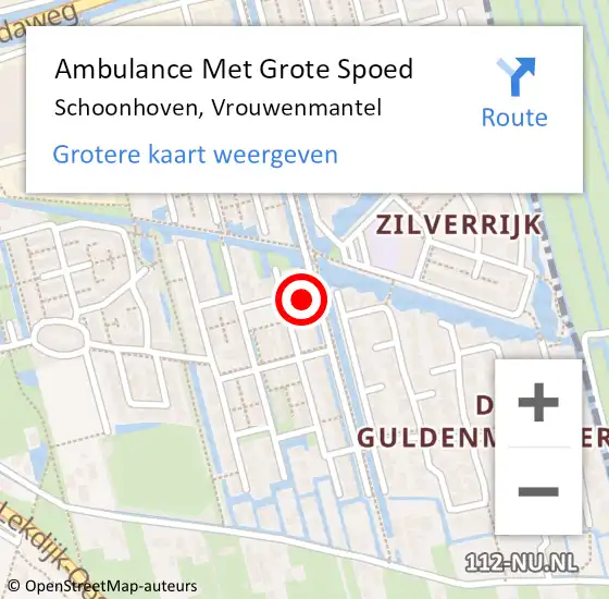 Locatie op kaart van de 112 melding: Ambulance Met Grote Spoed Naar Schoonhoven, Vrouwenmantel op 10 oktober 2024 12:17