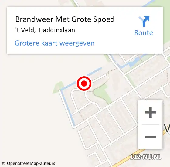 Locatie op kaart van de 112 melding: Brandweer Met Grote Spoed Naar 't Veld, Tjaddinxlaan op 10 oktober 2024 12:19