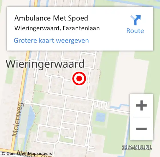 Locatie op kaart van de 112 melding: Ambulance Met Spoed Naar Wieringerwaard, Fazantenlaan op 10 oktober 2024 12:21