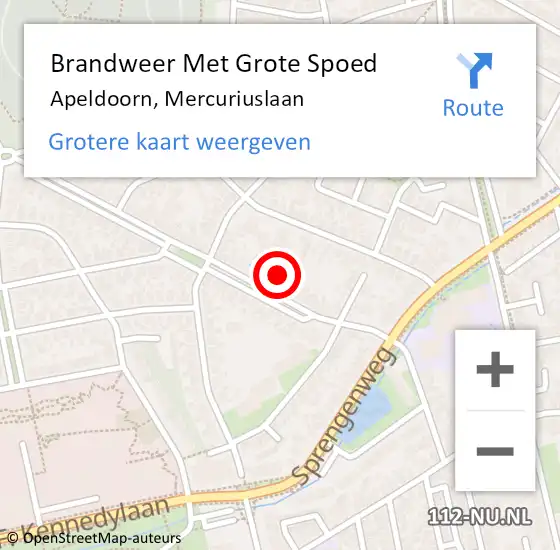 Locatie op kaart van de 112 melding: Brandweer Met Grote Spoed Naar Apeldoorn, Mercuriuslaan op 10 oktober 2024 12:25