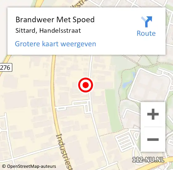 Locatie op kaart van de 112 melding: Brandweer Met Spoed Naar Sittard, Handelsstraat op 10 oktober 2024 12:48