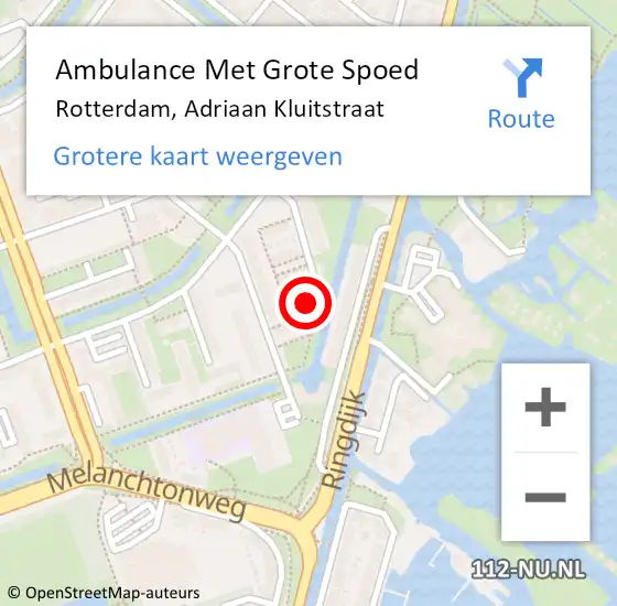 Locatie op kaart van de 112 melding: Ambulance Met Grote Spoed Naar Rotterdam, Adriaan Kluitstraat op 10 oktober 2024 12:51